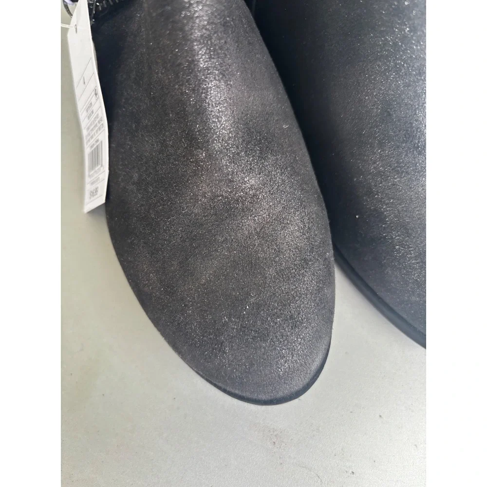 Cat & Jack Jani Girls Black Shimmer Ankle Boots Side Zip Size 4 Kids